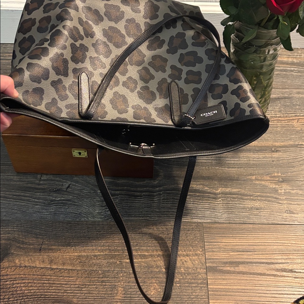 Coach Leopard Print Tote Bag - Brown and Black - Picture 7 of 9
